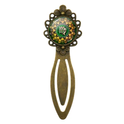 Marcapáginas de 12 Constelaciones de vidrio redondo 12 Zodiaco puro hecho a mano creación creativa para hombres y mujeres regalo adornos de joyería