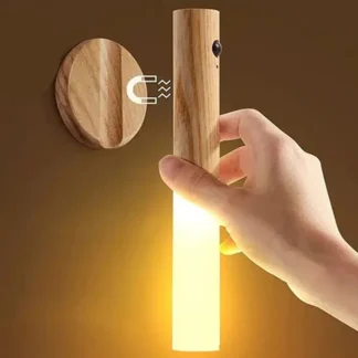 Luz LED con detección de madera, detección inteligente del cuerpo humano, luz nocturna, función de carga para el hogar, pasillos automáticos