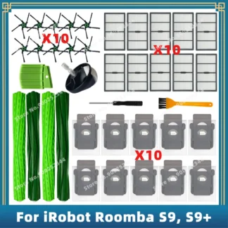 Accesorios de repuesto para iRobot Roomba S9 9150 / S9+ Plus 9550, cepillo lateral principal, filtro Hepa, bolsa de polvo