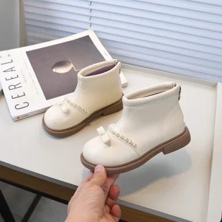 Botas para niñas, zapatos elegantes de otoño para niños, tendencia de Estilo Princesa, botines con lazo elegantes a la moda para niños, dulce pasarela versátil
