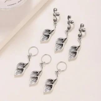 Trenzas de pelo vikingo Vintage de hoja de plata, cuentas de rastas, dijes en espiral, anillos, accesorios, Clips para puños para mujeres y niñas, trenzas
