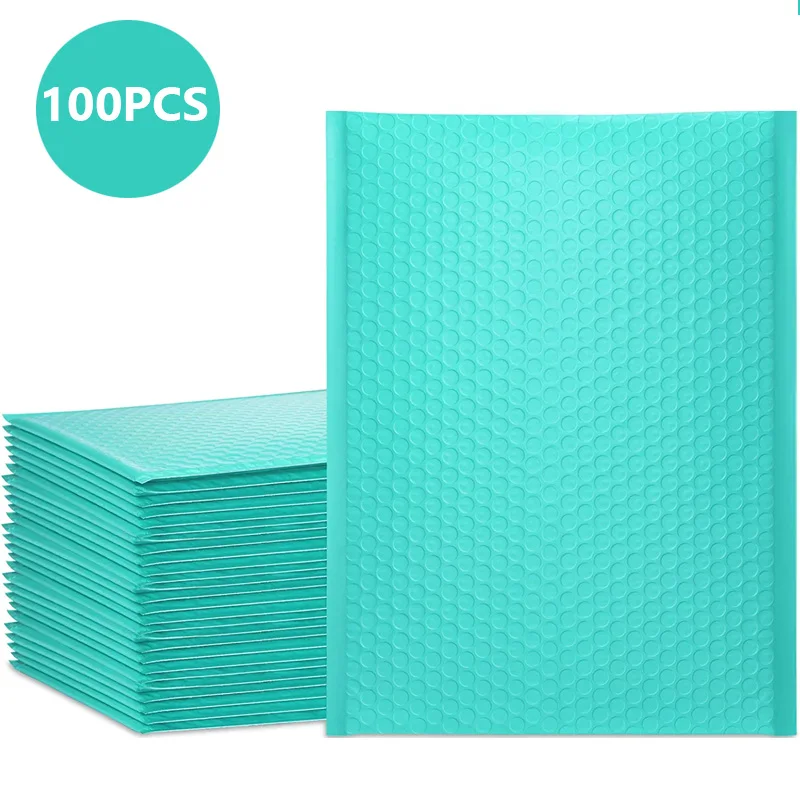 Bolsa de sobre mate para correo de burbujas, bolsas de embalaje para negocios forradas de polietileno, bolsas de envío con autosellado, color azul, 100 Uds.