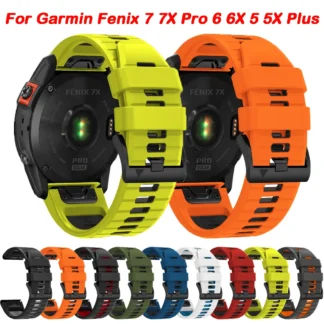 Correa de silicona para reloj, pulsera reemplazable de 22mm y 26mm para Garmin Fenix 7, 7X, 6, 6X Pro, 5, 5X Plus, Epix Instinct Enduro