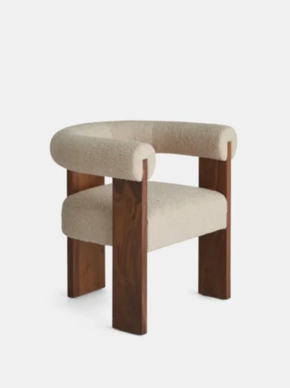 Silla de comedor informal de madera maciza para el hogar, silla retro de lana de cordero para el ocio, modelo de casa, ventas, silla de negociación comercial