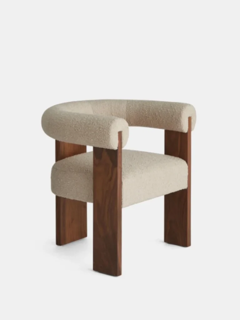 Silla de comedor informal de madera maciza para el hogar, silla retro de lana de cordero para el ocio, modelo de casa, ventas, silla de negociación comercial