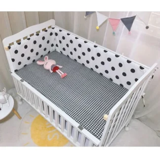 Parachoques plegable de una pieza para cuna de bebé, de algodón y terciopelo, doble cara, extraíble, lavable, con cremallera
