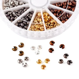 Cubiertas de cuentas engarzadas de cobre y hierro, 3mm, 4mm, 5mm, 6 colores, para componente de joyería DIY, encontrar collares, pulseras, suministros para manualidades