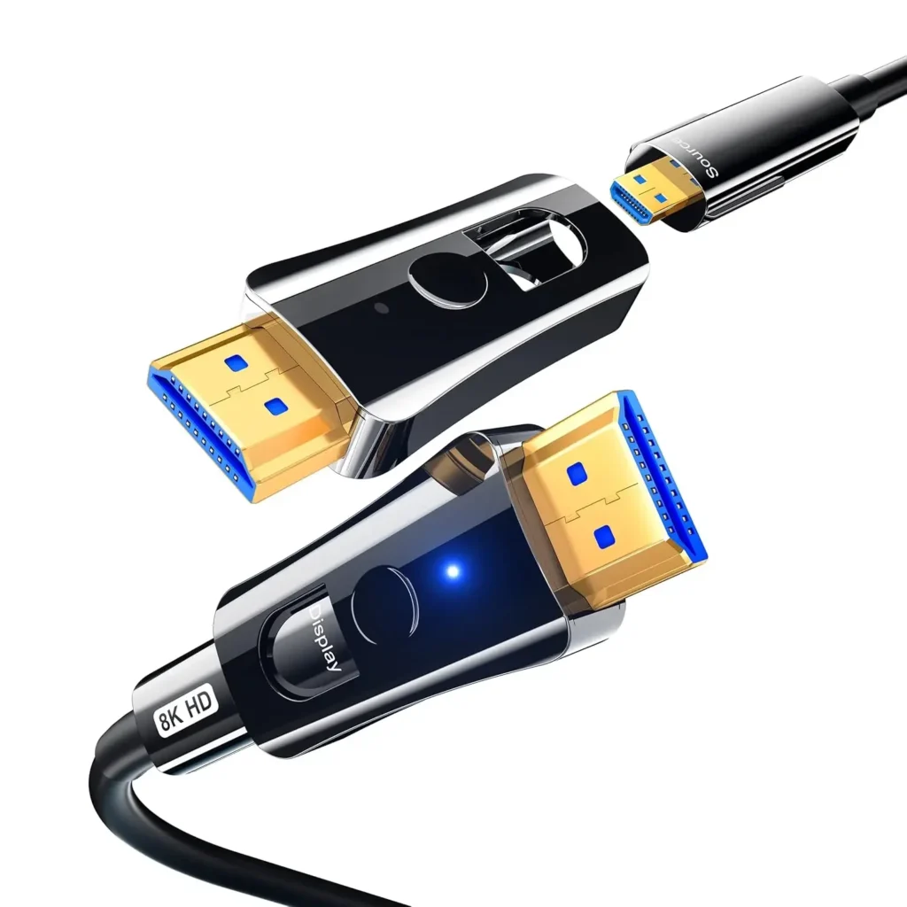 Cable Fibra Óptica 8K 48Gbps, en Pared Cable HDMI 2.1 con Micro Conector Desmontable, Admite 8K@60Hz 4K@120Hz Compatible con Pr