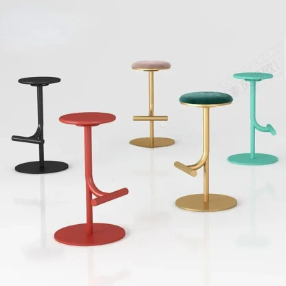 Taburetes de Cocina altos de lujo, silla de mostrador de Metal comercial de ocio nórdico, Taburetes de Hotel, muebles de Cocina para el hogar