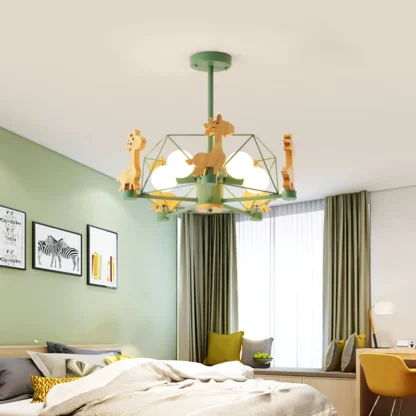 Lámpara LED de caballo de Troya creativa de ensueño, lámpara nórdica Simple para dormitorio de niños, lámpara de madera maciza Macaron para jardín de infantes con bombilla