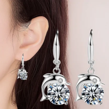 Pendientes de diamantes de imitación para mujer, aretes con diseño Simple de delfín, Color dorado y cobre, abalorios para fiesta, regalo de aniversario de citas, 2 piezas