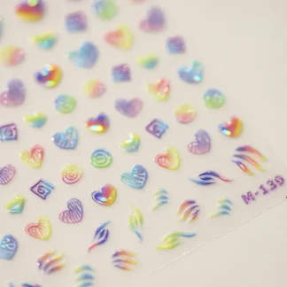 Pegatinas decorativas para uñas, 1 piezas, 5D, japonés, Kawaii, amor, lujo, brillo, bronceado, calcomanías para manicura DIY, lámina deslizante