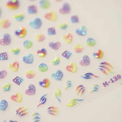 Pegatinas decorativas para uñas, 1 piezas, 5D, japonés, Kawaii, amor, lujo, brillo, bronceado, calcomanías para manicura DIY, lámina deslizante