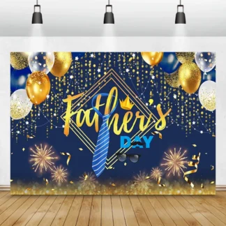 Feliz Día del Padre Banner amor papá hombre familia fiesta suministros telón de fondo azul y plata decoración de mesa de pastel retrato regalo