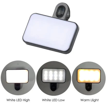 Mini luz de relleno portátil ajustable para Selfie, 3 modos, brillo recargable, Clip para teléfono móvil, luz de relleno para ordenador