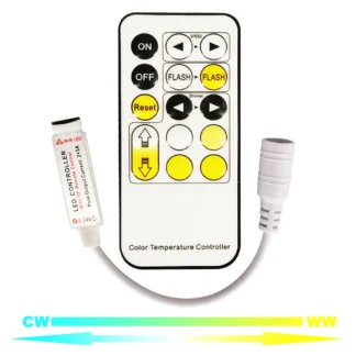 Controlador Led CCT de 15 teclas, control remoto inalámbrico RF, brillo regulable para 2835, 5050, WW + CW, tira de luz de doble Color, DC5-24V, 3A/CH