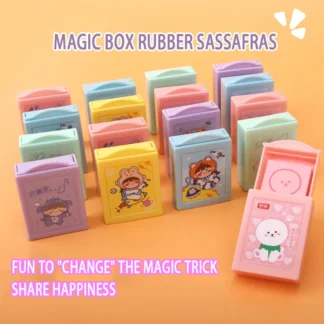 Mini caja mágica de dibujos animados para estudiantes de escuela primaria, borrador creativo de 24 piezas, kawaii, papelería de aprendizaje