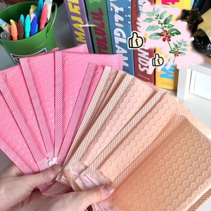 10 unids/lote de bolsas de burbujas de color rosa y púrpura, bolsa de paquete exprés gruesa, autoadhesiva, soporte adhesivo para correo de mensajería