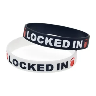 50 piezas bloqueadas para pulsera deportiva de silicona pulsera deportiva de regalo brazalete blanco y negro