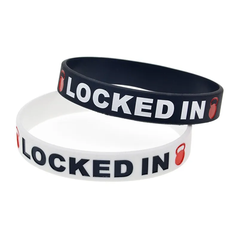 50 piezas bloqueadas para pulsera deportiva de silicona pulsera deportiva de regalo brazalete blanco y negro