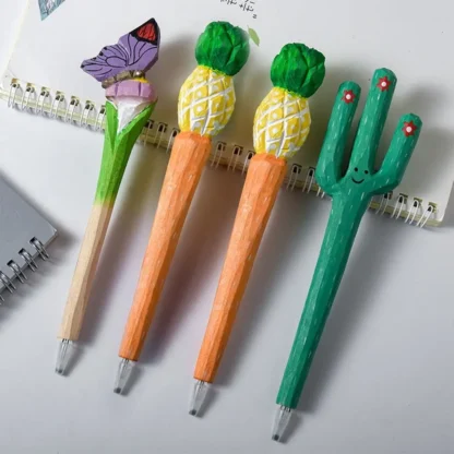 Escrita suavemente, pluma de animales tallada en madera, bolígrafo para manualidades, tinta negra, bolígrafo de Gel con forma de Animal, firma, bolígrafo Neutral creativo de secado rápido