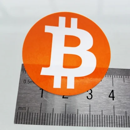 100 Uds. Etiquetas adhesivas con logotipo de Bitcoin de 4cm, papel artístico con laminación brillante para usos BTC o ventiladores de criptomoneda