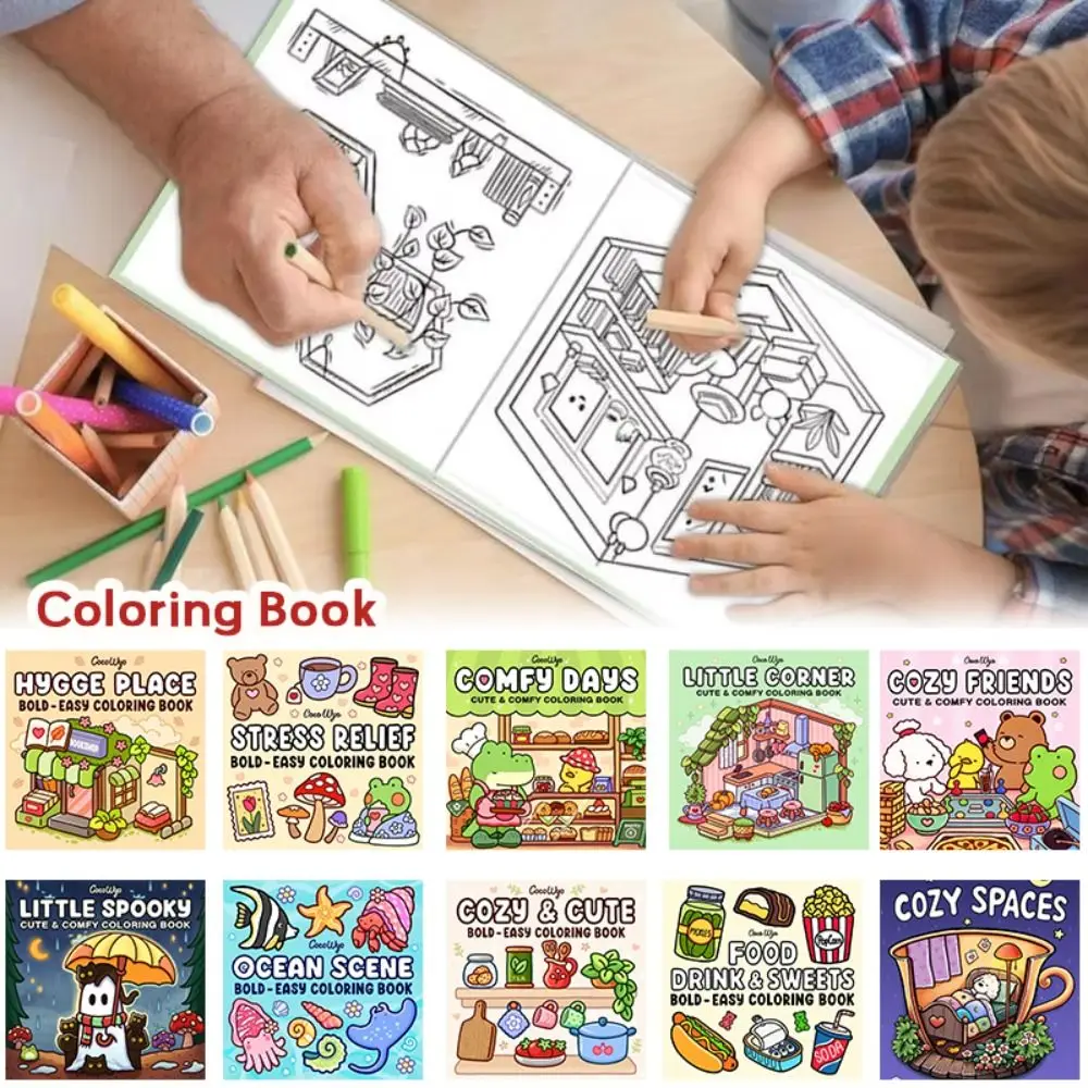 Libro para colorear Spooky Cutie con adorables creaturas espeluznantes, libro de garabatos educativos en momentos acogedores para la relajación
