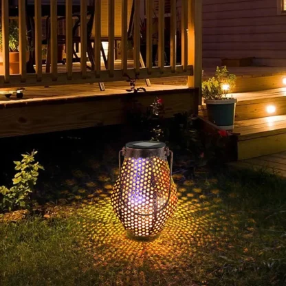 Linterna LED de energía Solar Retro, lámpara colgante para jardín al aire libre, luz de paisaje para césped, lámparas de estaca, luz Solar para decoración del hogar