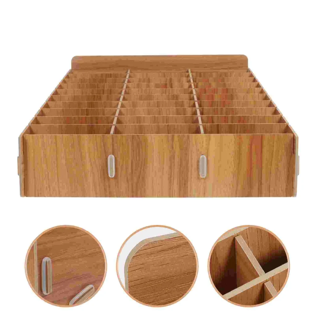 Caja de almacenamiento para teléfono móvil, soporte temporal, estante de exhibición, funda para teléfono móvil, color marrón