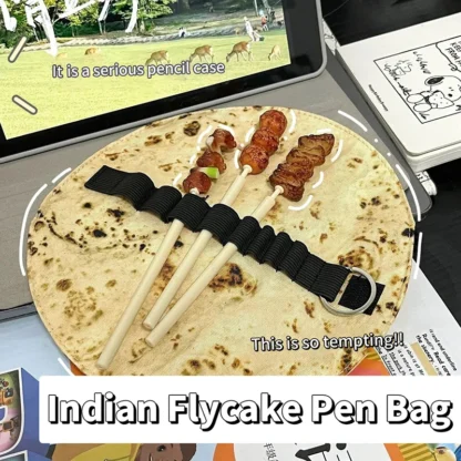 Bolsa de almacenamiento multifuncional con forma de panqueque, bolígrafo de comida de simulación, bolsas de almacenamiento de papelería, suministros escolares, divertidas y creativas
