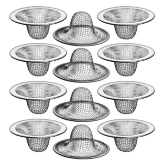 Colador de drenaje para fregadero de malla, cesta superior de 2,125 pulgadas/1 pulgada, recogedor de pelo para lavabo de baño, utilidad, pendiente, lavandería, RV, 12 Uds.