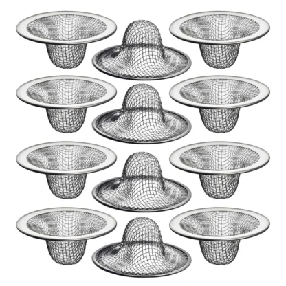 Colador de drenaje para fregadero de malla, cesta superior de 2,125 pulgadas/1 pulgada, recogedor de pelo para lavabo de baño, utilidad, pendiente, lavandería, RV, 12 Uds.