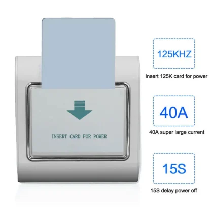 Tarjeta de inserción inteligente, interruptor de ahorro de energía, tarjeta de identificación, amplio voltaje, 80-240V, entrada 40A, compatible con 110V, 127V, 220V, apagado con retraso de 15s