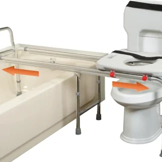 Suministros de salud Banco de transferencia deslizante para inodoro y silla de ducha (XX Long) 77993 - Sistema deslizante, múltiples funciones de seguridad