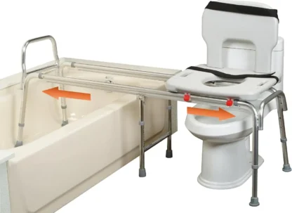 Suministros de salud Banco de transferencia deslizante para inodoro y silla de ducha (XX Long) 77993 - Sistema deslizante, múltiples funciones de seguridad