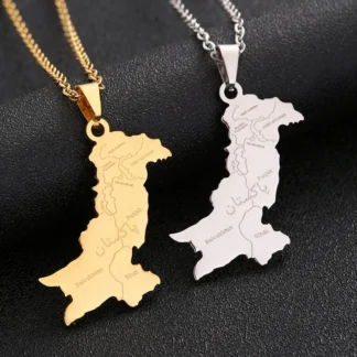 Mapa de Pakistán con colgante de ciudad, collar para mujeres y hombres, joyería de mapas paquistaníes de moda