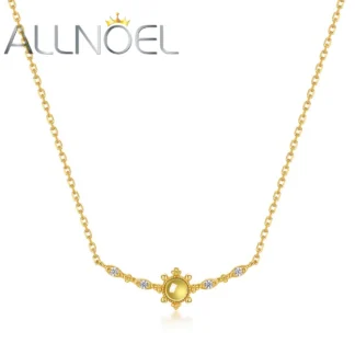 ALLNOEL-collar de plata de ley 925 sólida para mujer, 4mm, peridoto Gemstome, corona chapada en oro, joyería elegante, regalos de aniversario