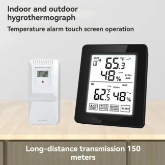 Medidor electrónico Digital de temperatura y humedad para interiores y exteriores con 1 Sensor retroiluminado inalámbrico de larga distancia
