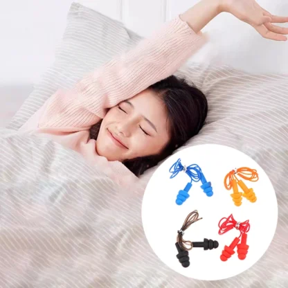 1 par de tapones para los oídos de silicona suave con cuerda, protección auditiva para deportes acuáticos, tapones para los oídos con reducción de ruido, accesorios para piscina