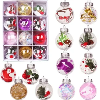 Adorno de árbol de Navidad transparente para mascotas, bola de plástico, decoraciones navideñas de Año Nuevo, colgante, adorno colgante