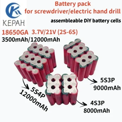 Batería de soldadura para destornillador, 18650GA, 3500mAh/12000mAh, 2S, 3S, 4S, 6S/1P, 2P, 3P, 4P, 3,7 V, 7,4 V, 14,8 V, 18V, 21V