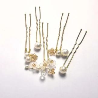 Pasador en forma de U para mujer, pasador de Metal, horquillas de Clip, Perla simulada, Tiara nupcial, accesorios para el cabello, diseño de peinado de boda, 5 piezas por juego