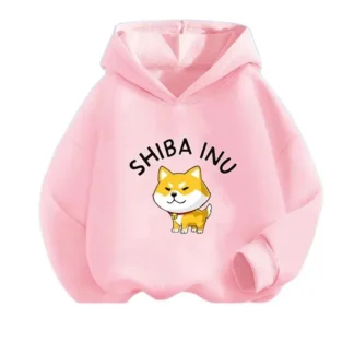 Sudadera con capucha de Shiba Inu para niñas, ropa de algodón para estudiantes, Harajuku, Kawaii