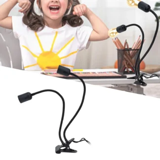Soporte de lámpara de mesa ZK40 E27/E26 negro de doble cabeza soporte de lámpara de Clip de Material duradero ajustable de 360 grados enchufe 100-240VEU