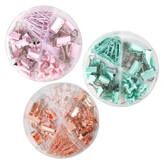 Kits de Clips de carpeta de 72 piezas, pasadores de empuje, Clips de papel con tachuelas de contenedor para oficina