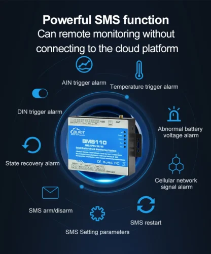Sistema de monitoreo de batería de energía solar 4G, alarma de voltaje de batería de 0-15V