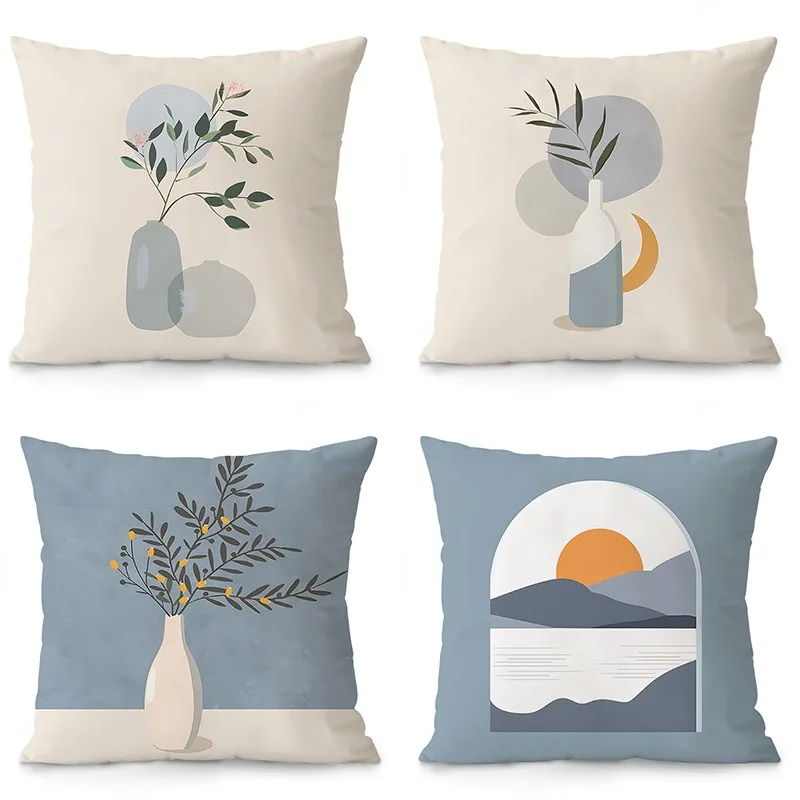 Funda de almohada Simple fresca Pequeña Azul, decoración de interiores, oficina, sala de estar, hogar