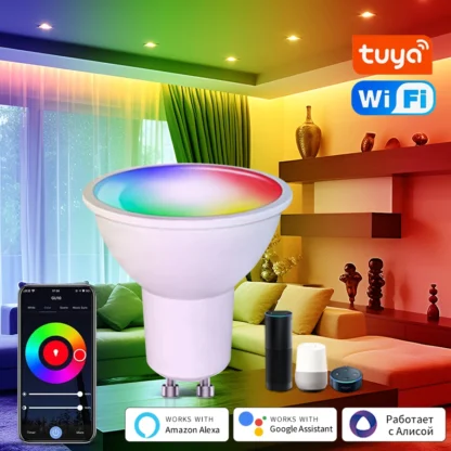 Tuya-bombilla LED inteligente GU10, 220V, 110V, 5W, 7W, 9W, temporizador regulable, función de Control por voz, funciona con Alexa y Google Home