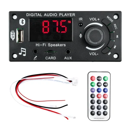 Placa decodificadora de MP3 para coche, placa base amplificadora de Audio, 2x50W, Bluetooth, con Radio, micrófono, enchufe, DC5-25V de grabación