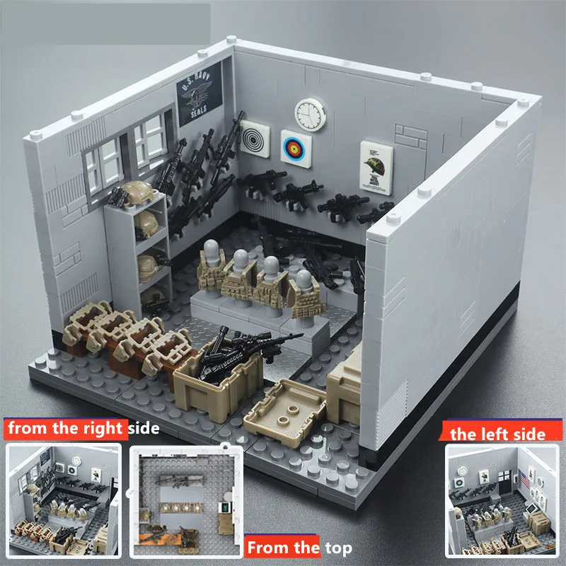 Bloques de construcción para niños, juguete de ladrillos para armar sala de entrenamiento militar del ejército de EE. UU., serie WW2, ideal para regalo